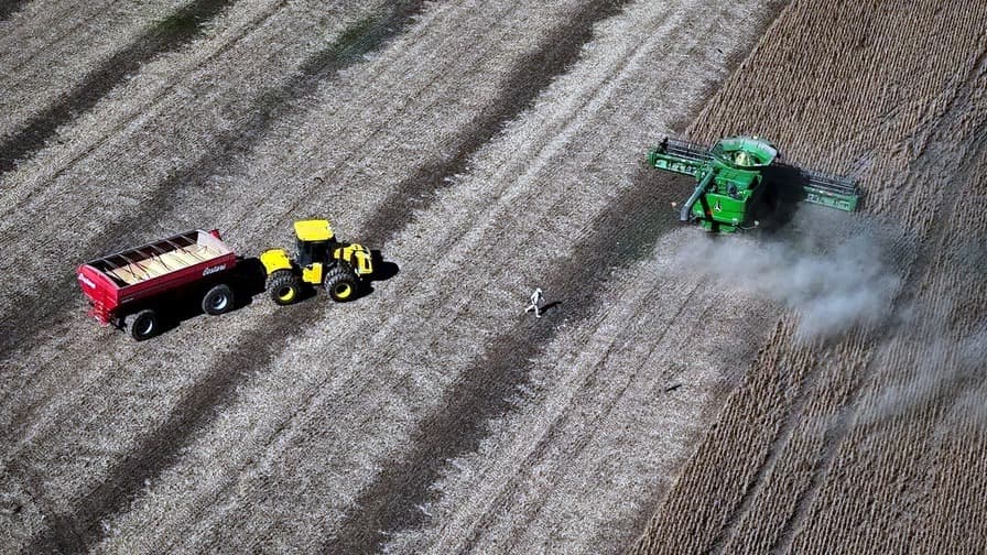 Un campo desde una vista aérea.